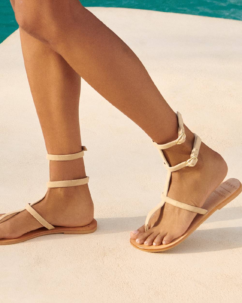 Manebí Triomphe Leather Sandals - Gladiator Champagne Beige Sostegno trimestrale