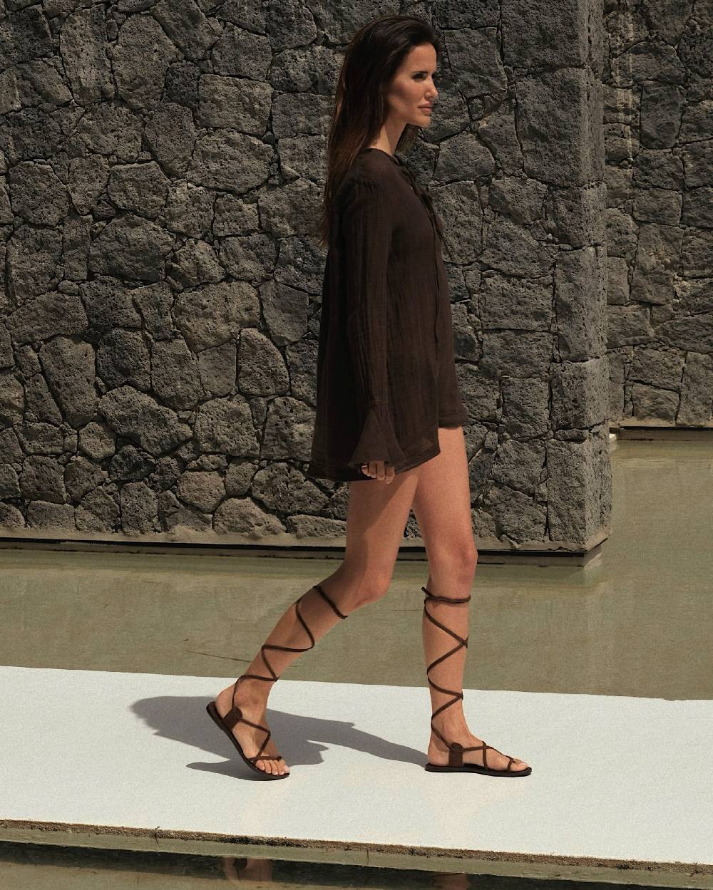 Manebí St. Tropez Leather Sandals - Tie-Up Chocolate Fino al 55% di sconto