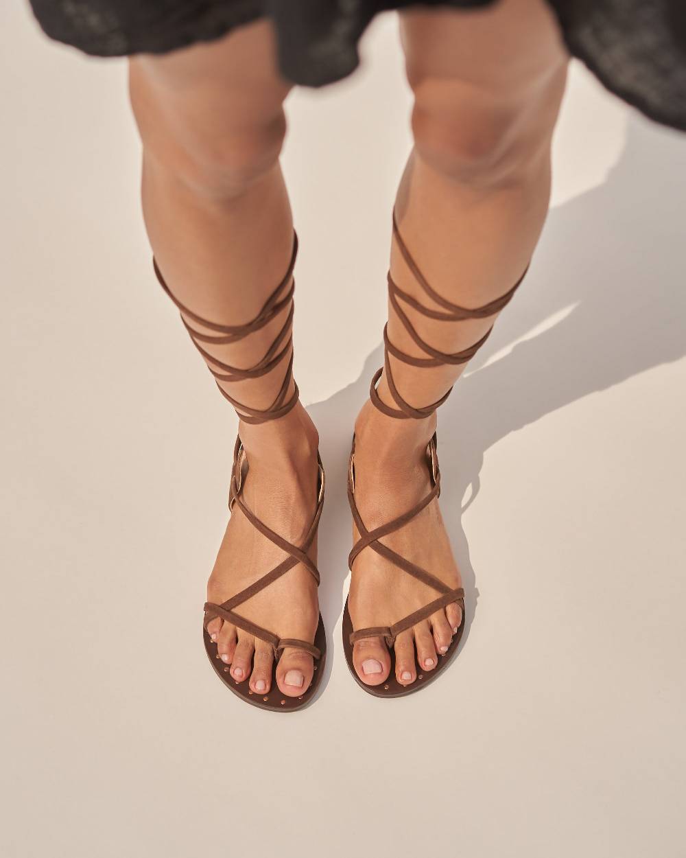 Manebí St. Tropez Leather Sandals - Tie-Up Chocolate Fino al 55% di sconto