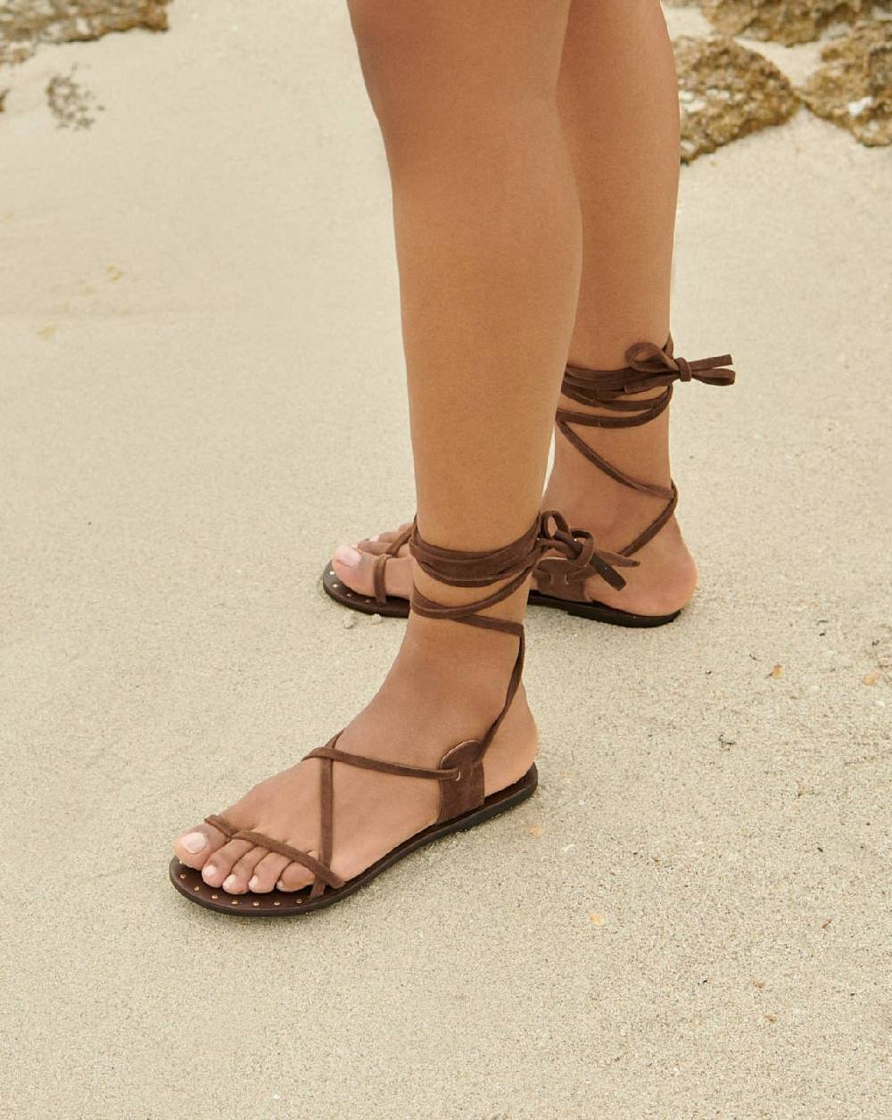 Manebí St. Tropez Leather Sandals - Tie-Up Chocolate Fino al 55% di sconto