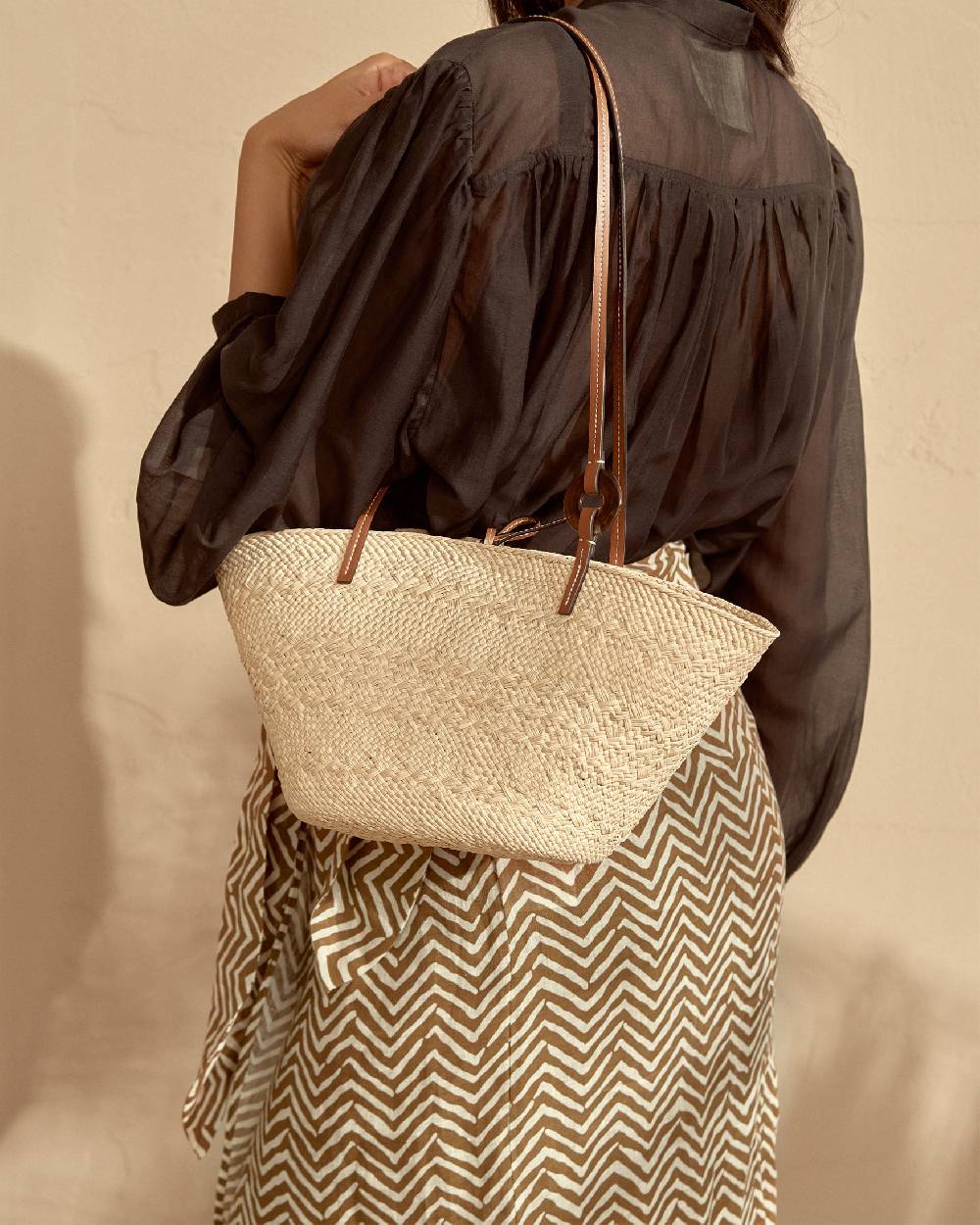 Manebí Cabas Iraca Palm \u0026 Leather - Shoulder Bag Natural 50% di sconto per tempo limitato
