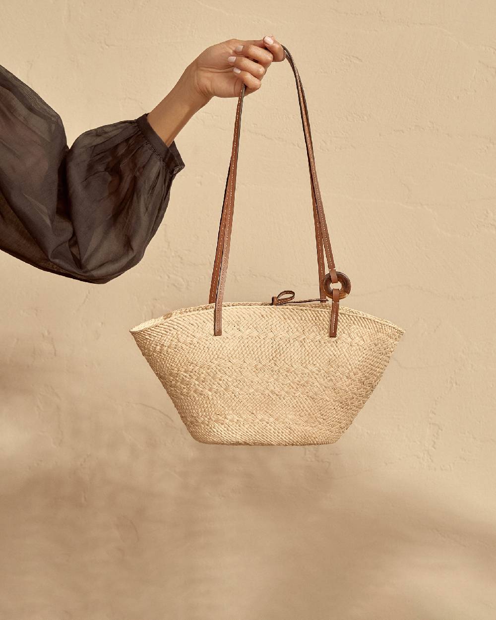 Manebí Cabas Iraca Palm \u0026 Leather - Shoulder Bag Natural 50% di sconto per tempo limitato