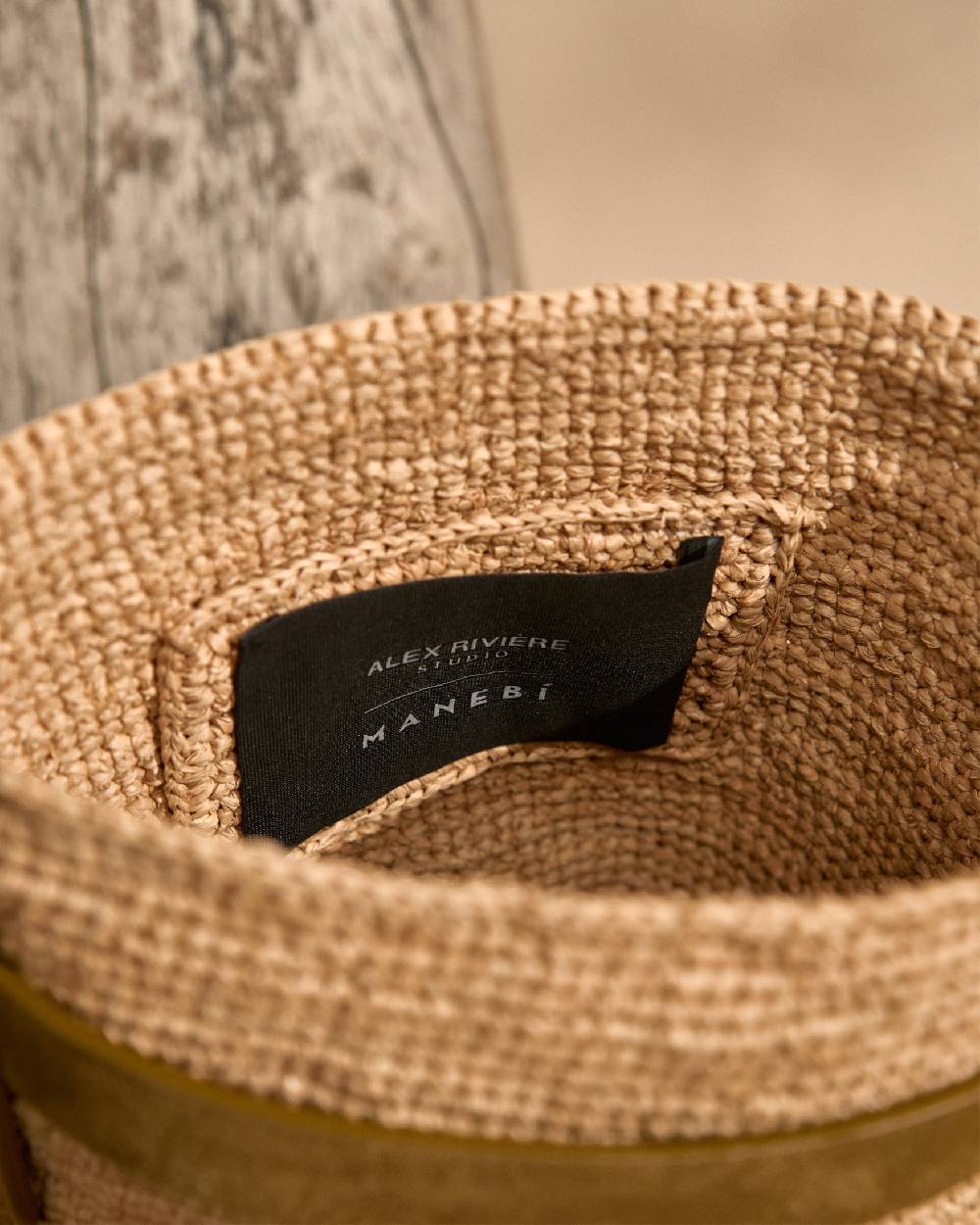 Manebí Bucket Raffia with Suede - Tan and Tobacco Italia