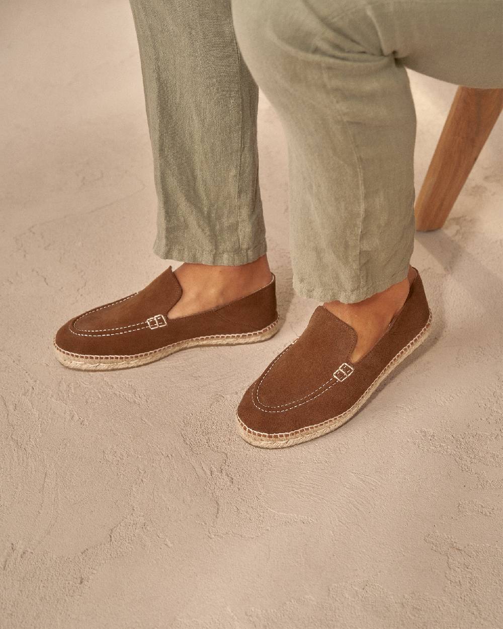 Manebí Mocassini Traveler Espadrillas in pelle scamosciata - Hamptons - Brown Sugar Qualità Garantita
