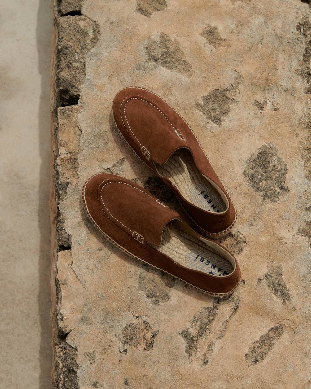 Manebí Mocassini Traveler Espadrillas in pelle scamosciata - Hamptons - Brown Sugar Qualità Garantita