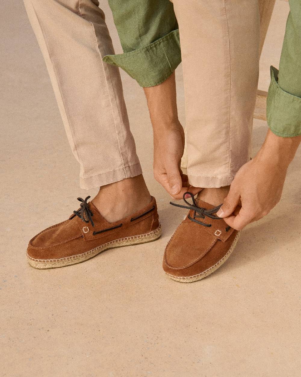 Manebí Suede Boat-Shoes Espadrilles - Hamptons Brown Sugar Promozione Limitata