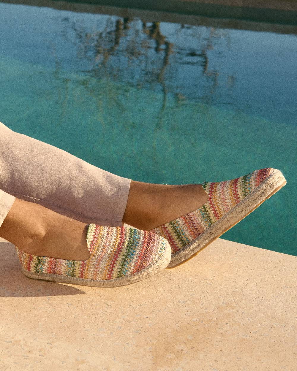 Manebí Espadrillas flat Zig Zag in rafia - Yucatán - Green Red Mix Shopping Online