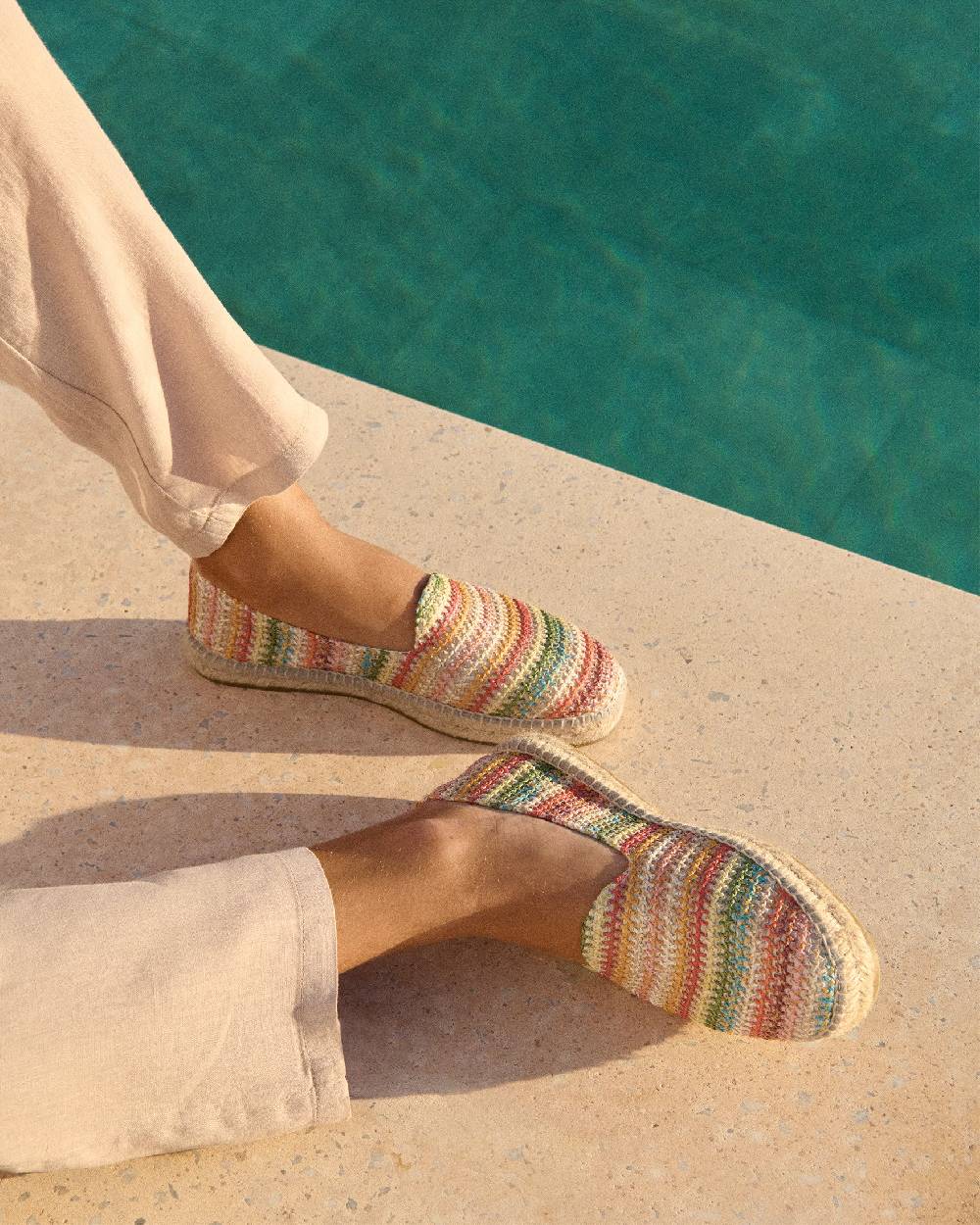 Manebí Espadrillas flat Zig Zag in rafia - Yucatán - Green Red Mix Shopping Online