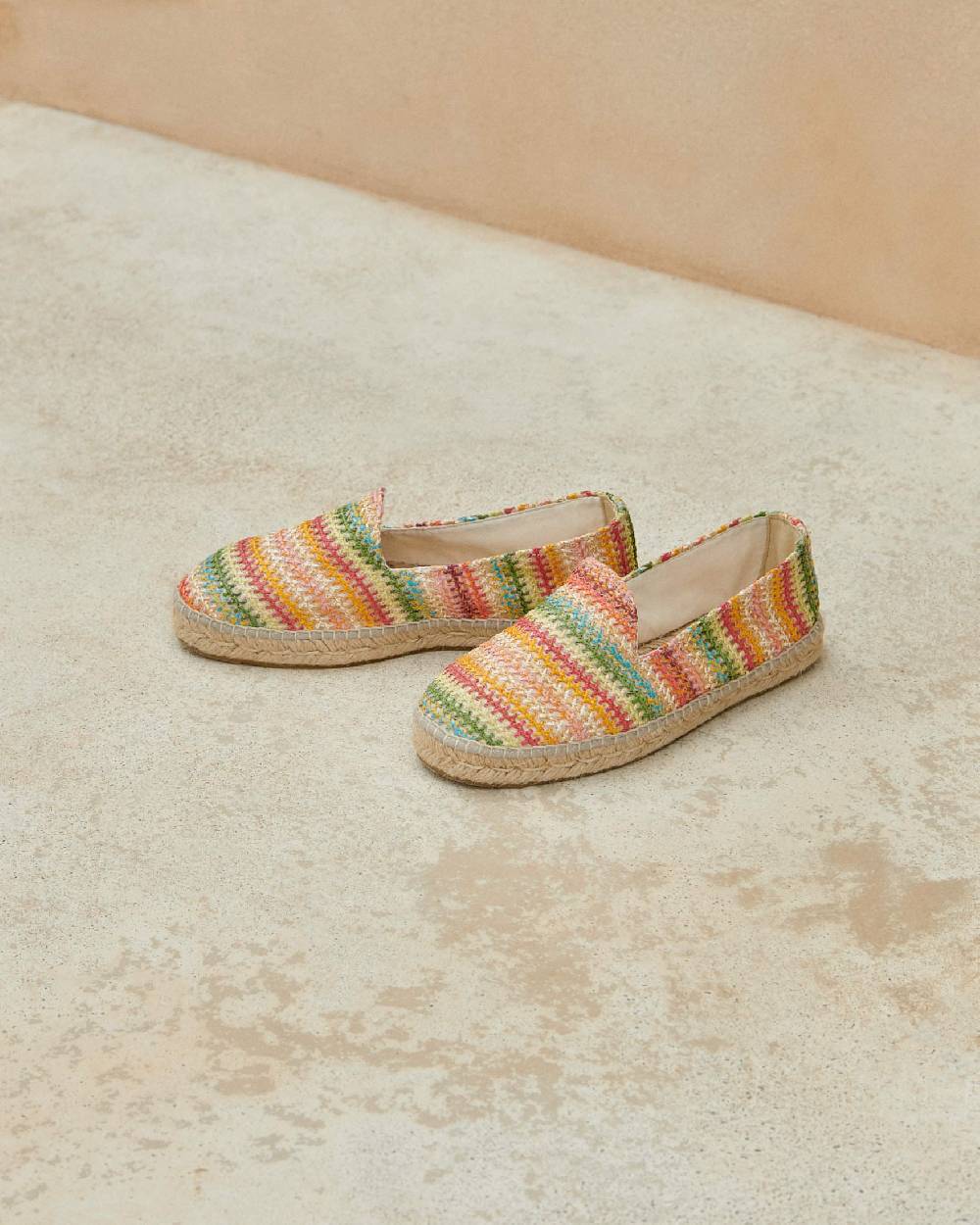 Manebí Espadrillas flat Zig Zag in rafia - Yucatán - Green Red Mix Shopping Online