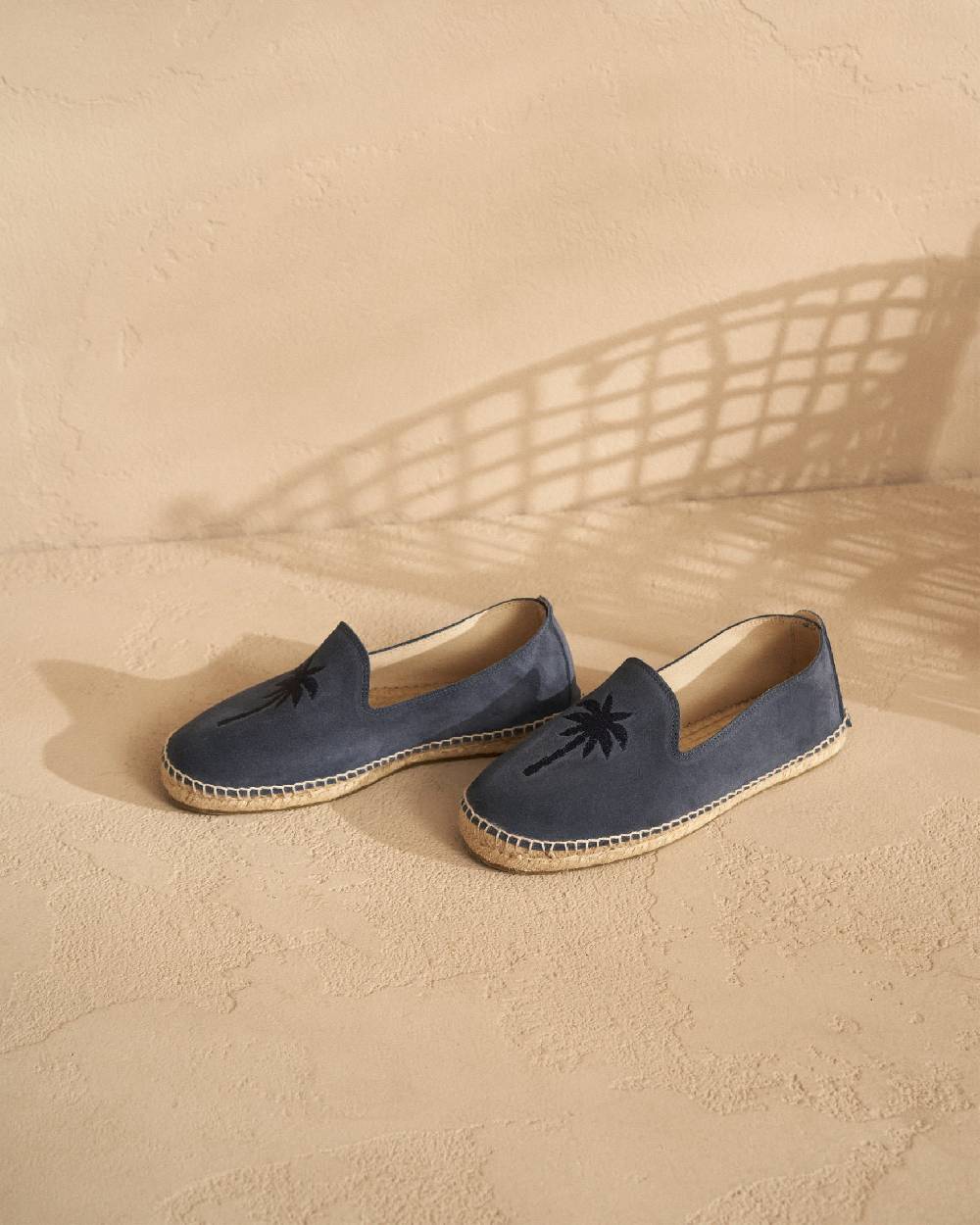 Manebí Espadrillas piatte in pelle scamosciata - Palm Springs - Blu Patriot + Palmo in tono Economico
