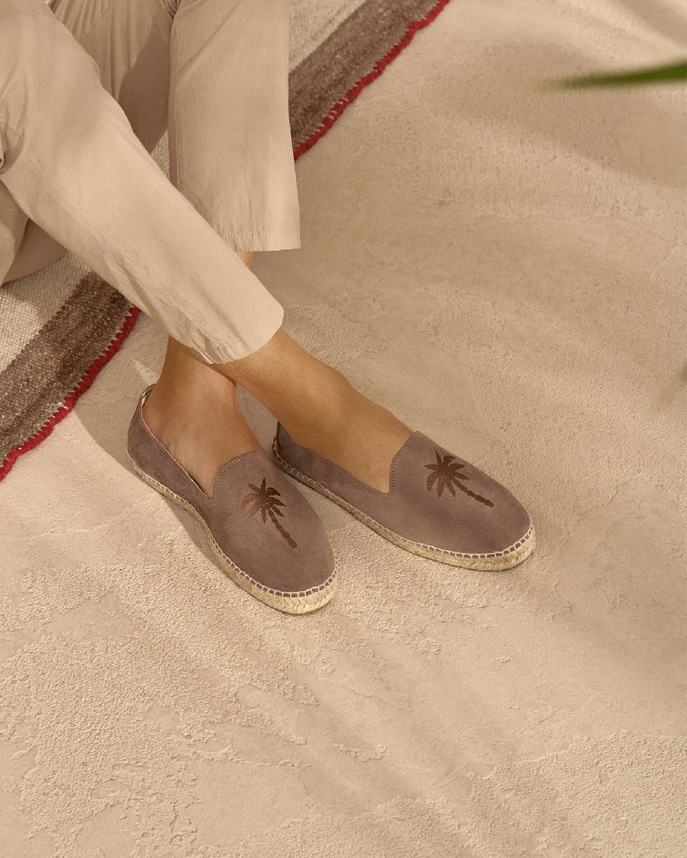 Manebí Suede With Embroidery|Espadrilles - Palm Springs Moka + Palm On Tone Online