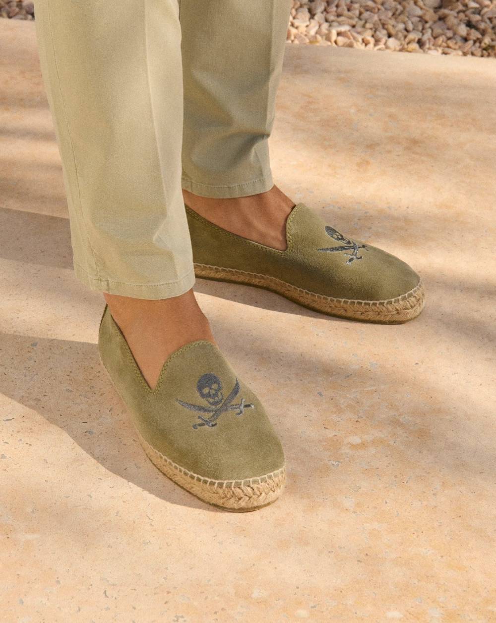 Manebí Espadrillas - Palm Springs - Verde Militare e Teschio Carbonio Saldi