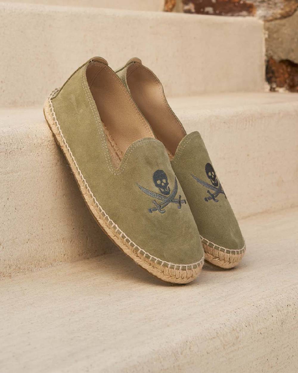 Manebí Espadrillas - Palm Springs - Verde Militare e Teschio Carbonio Saldi