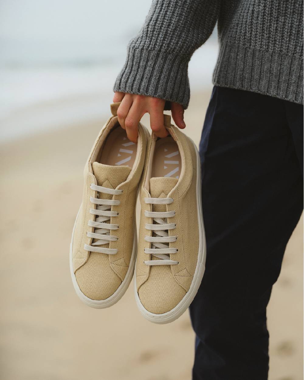 Manebí Sneakers Chevron in cotone - Yucatán - Natural Negozio