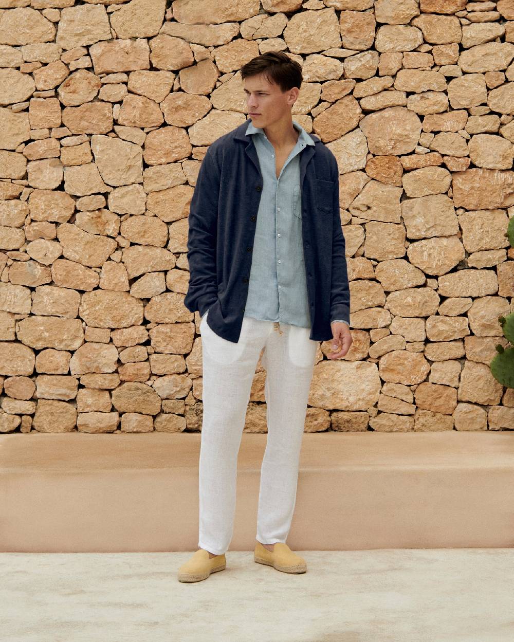 Manebí Organic Terry Cotton Nicolo Shirt - Long Sleeves Navy Sconto di tempo limitato