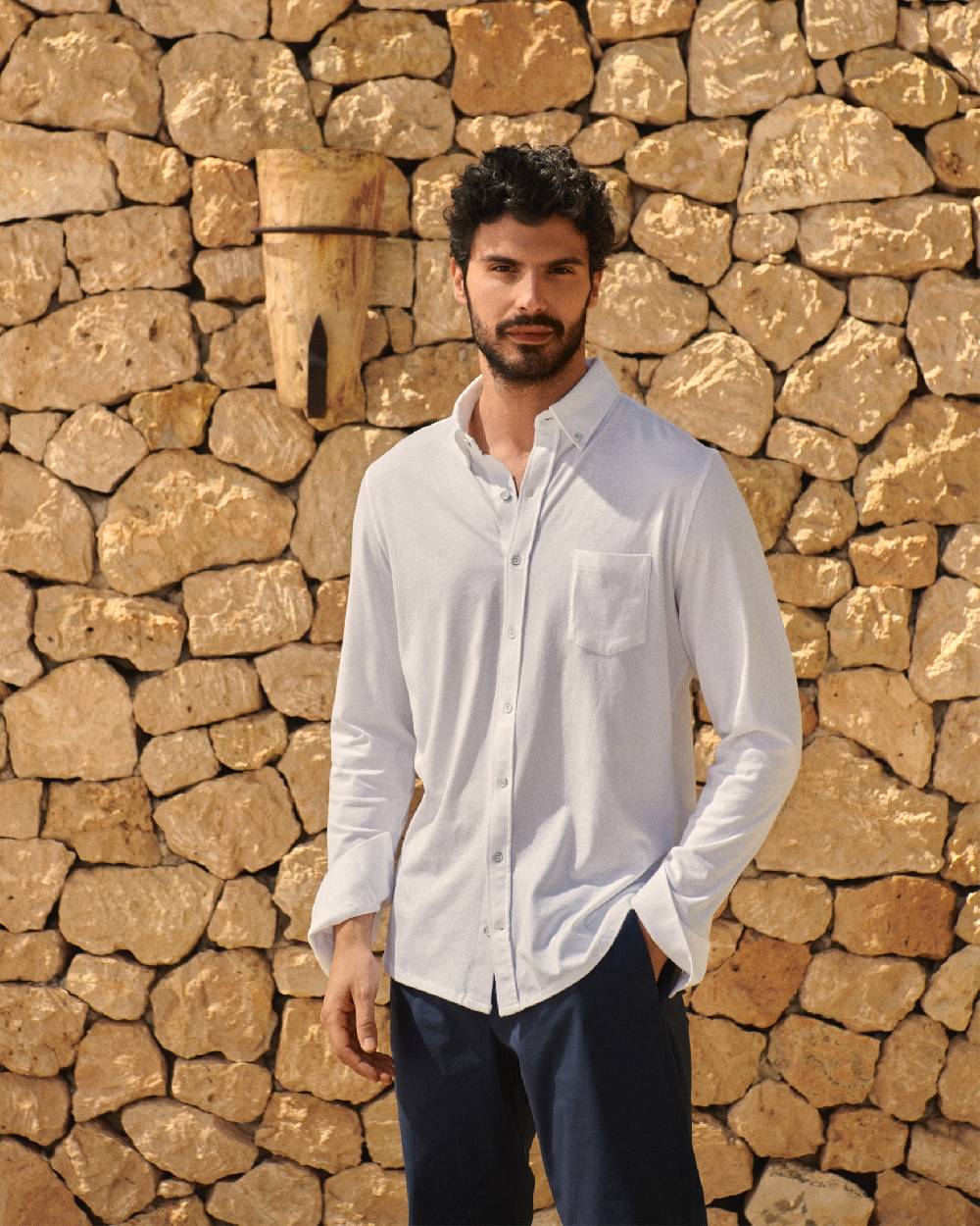 Manebí Organic Cotton Pedro Shirt - Long Sleeves White Negozio online di fabbrica