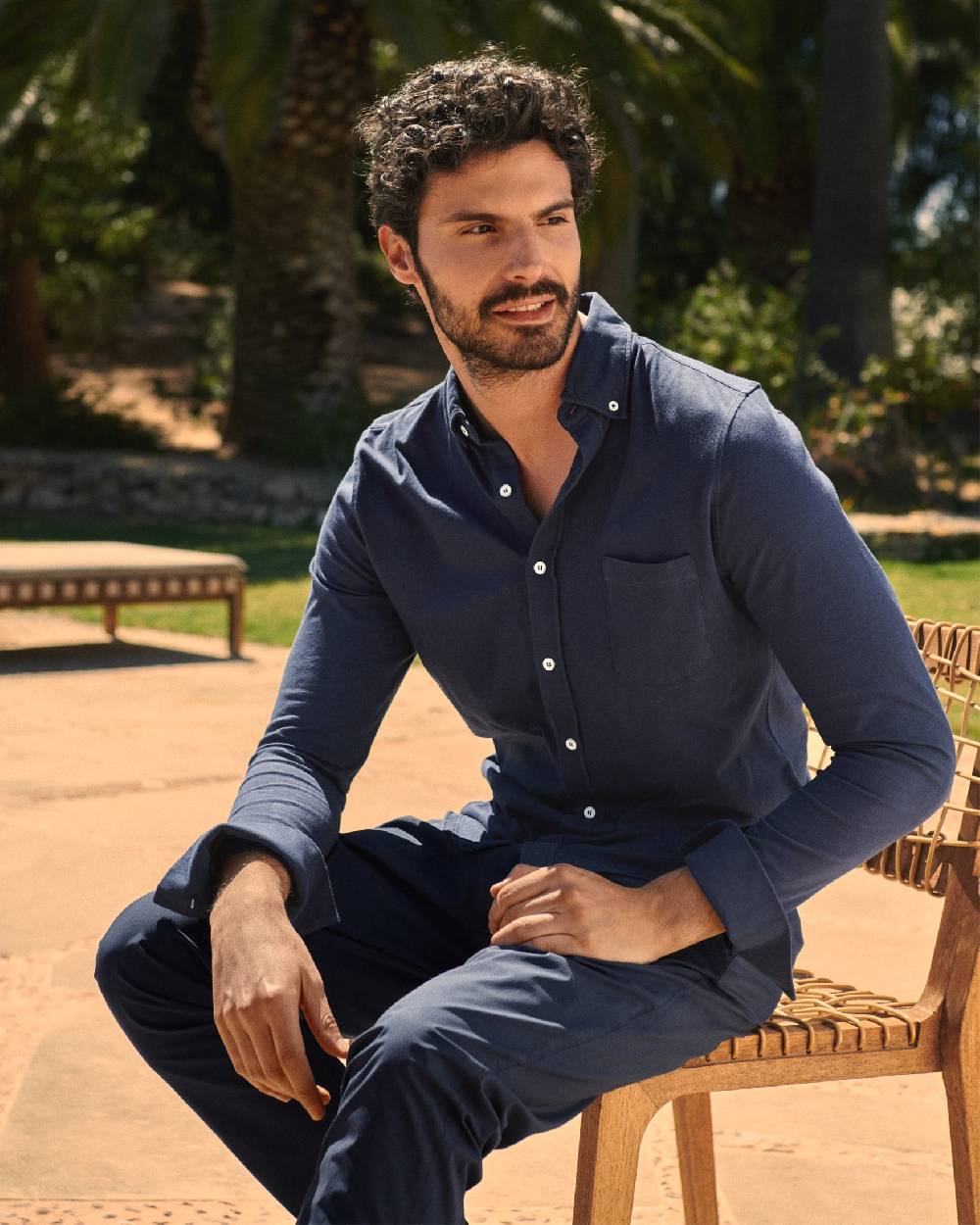 Manebí Organic Cotton Pedro Shirt - Long Sleeves Navy Prezzo di fabbrica
