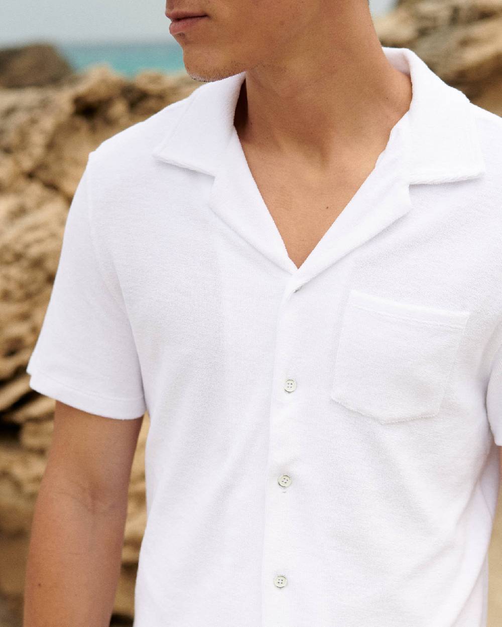 Manebí Organic Terry Cotton|Luigi Shirt - Short Sleeves White Offerta speciale