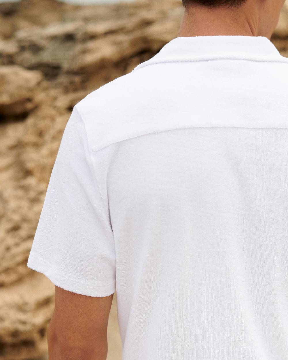 Manebí Organic Terry Cotton|Luigi Shirt - Short Sleeves White Offerta speciale