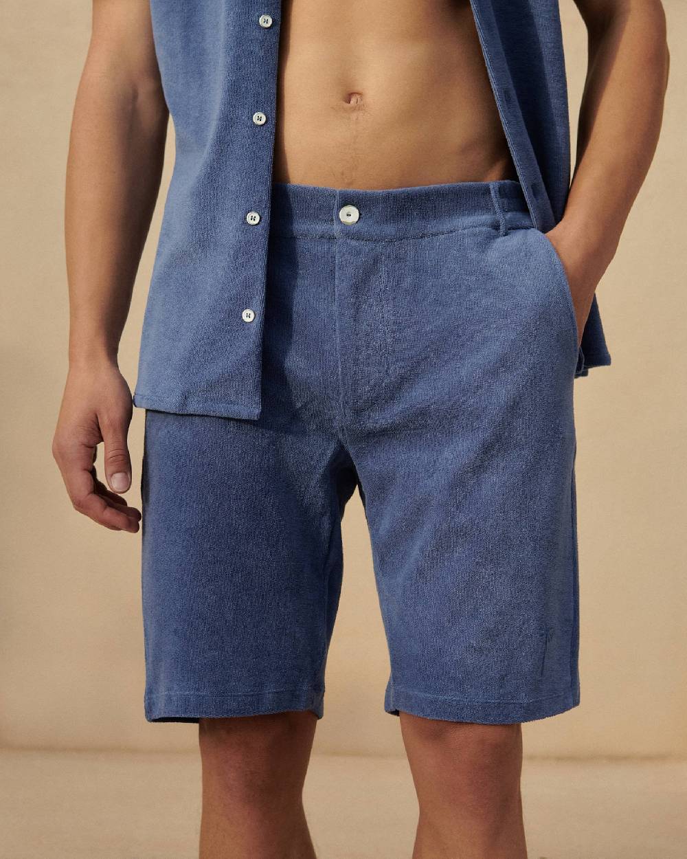 Manebí Organic Terry Cotton Vincenzo Shorts - Navy Offerta Anniversario