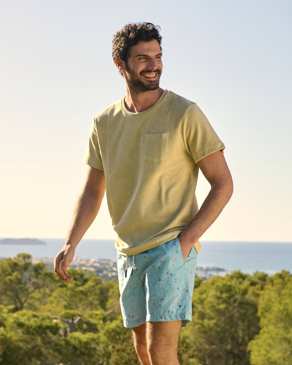 Manebí Organic Terry Cotton Emilio T-Shirt - Round-necked Sand Online Outlet