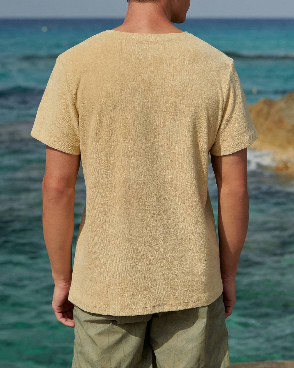 Manebí Organic Terry Cotton Emilio T-Shirt - Round-necked Sand Online Outlet