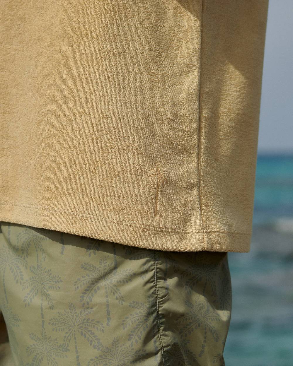Manebí Organic Terry Cotton Emilio T-Shirt - Round-necked Sand Online Outlet