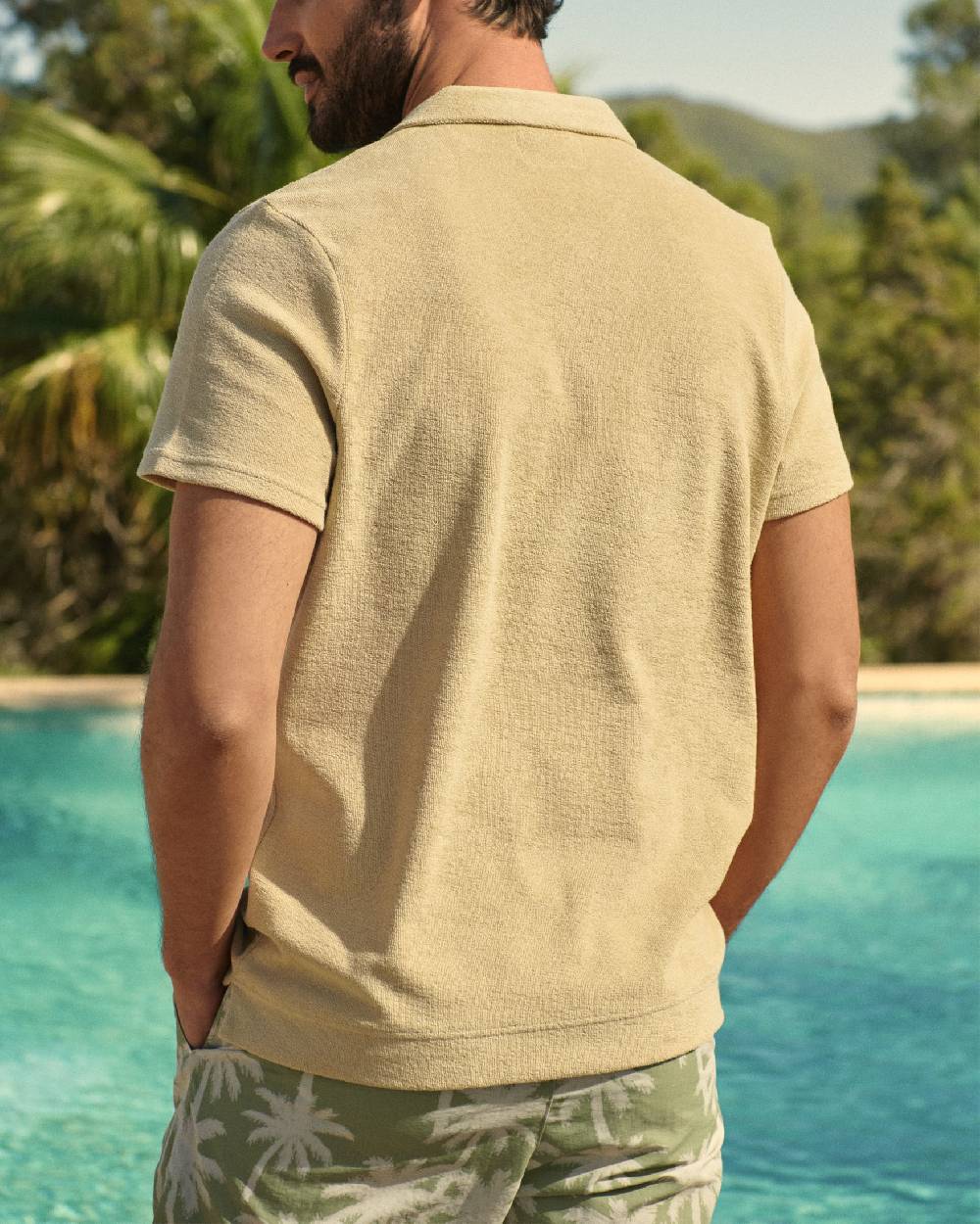 Manebí Organic Terry Cotton|Olive Polo Shirt - Short Sleeves Sand Offerta temporanea