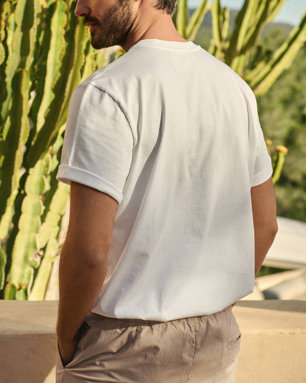 Manebí Jersey L. A. T-Shirt - Embroidered Off White Sand Palms And Logo Embroidery Bestseller
