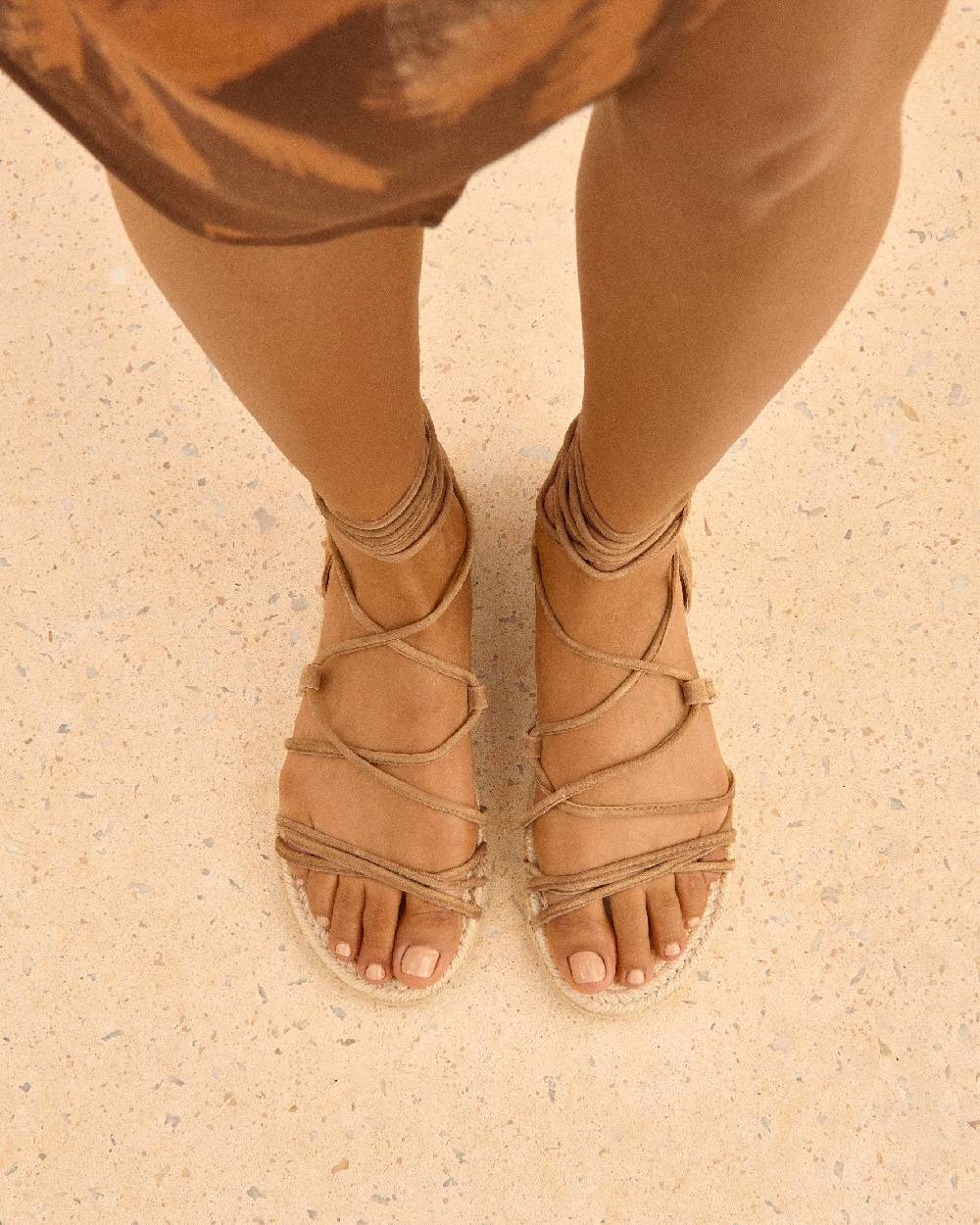Manebí Suede \u0026 Jute Lace-Up Sandals - Hamptons Tobacco Prezzo basso