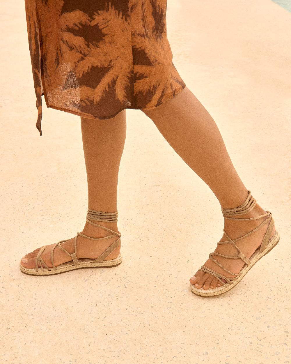 Manebí Suede \u0026 Jute Lace-Up Sandals - Hamptons Tobacco Prezzo basso