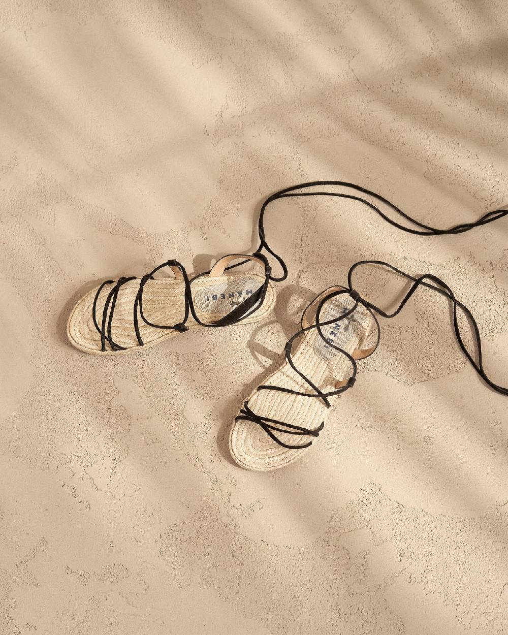 Manebí Suede \u0026 Jute Lace-Up Sandals - Hamptons Black Super Saving Price