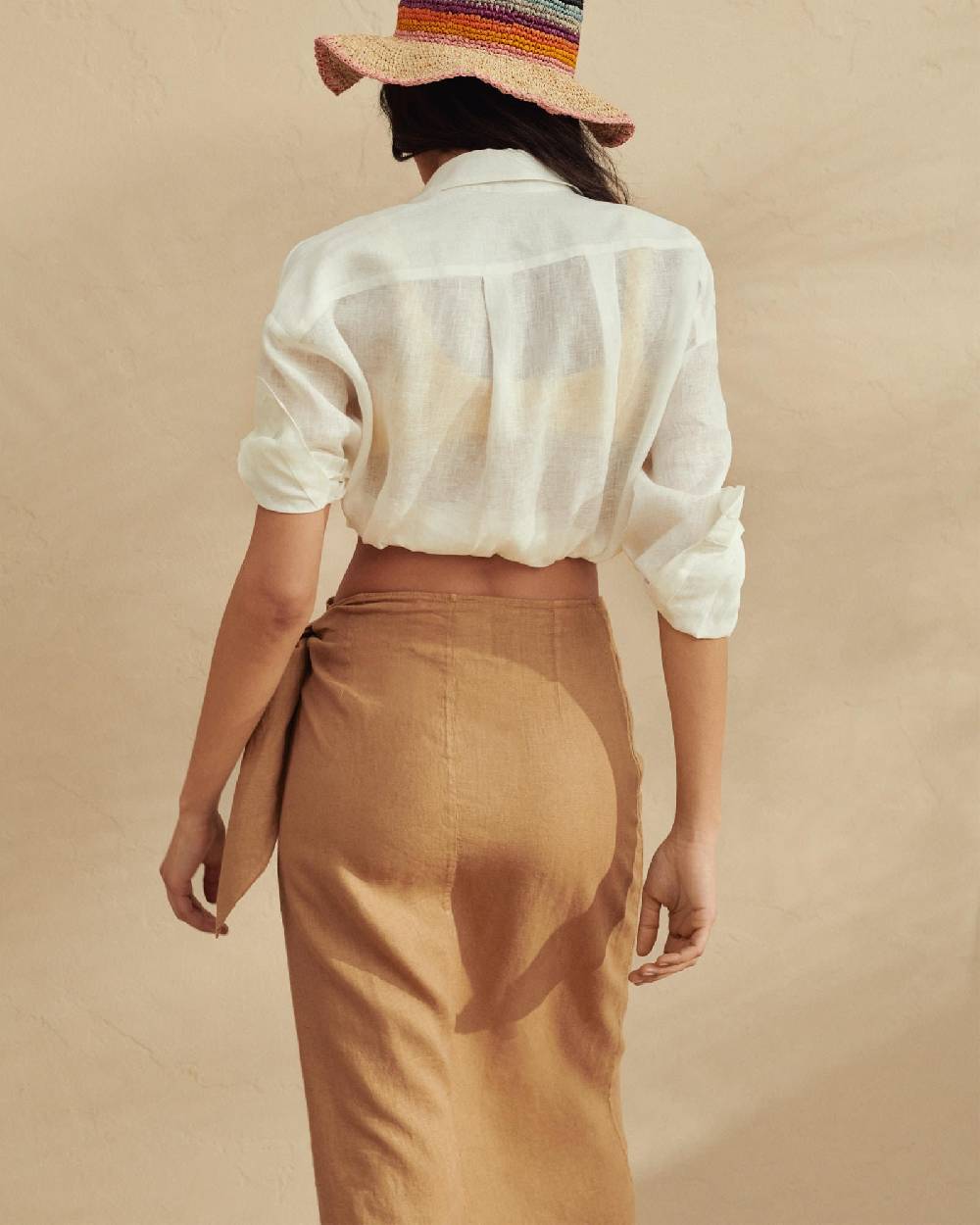 Manebí Linen Lencois Skirt - Wraparound Design with Knot Begonia Latest stili