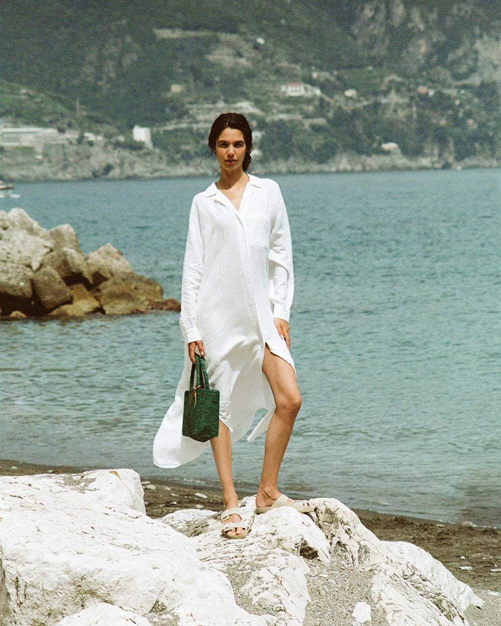 Manebí Portofino Dress - Linen - Off White Ultimi due giorni