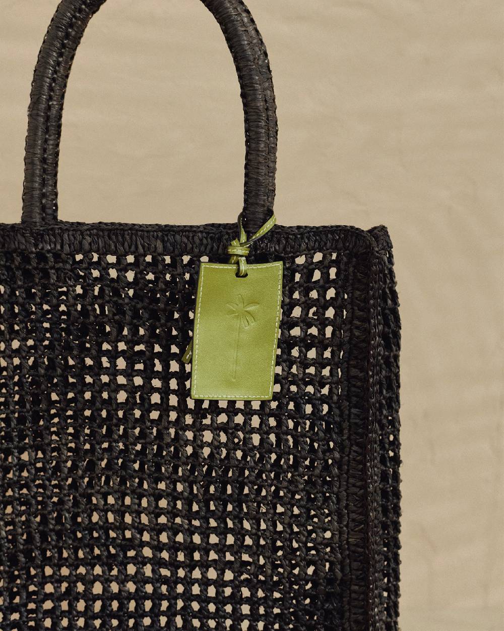 Manebí Raffia Net Bag - Leather Tag Black Only for today