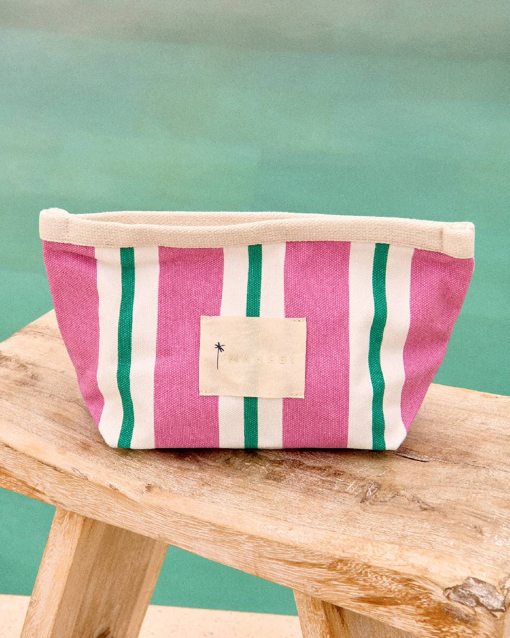 Manebí Canvas Tender2Tote - Portofino Pink And Green Stripes Sostegno trimestrale