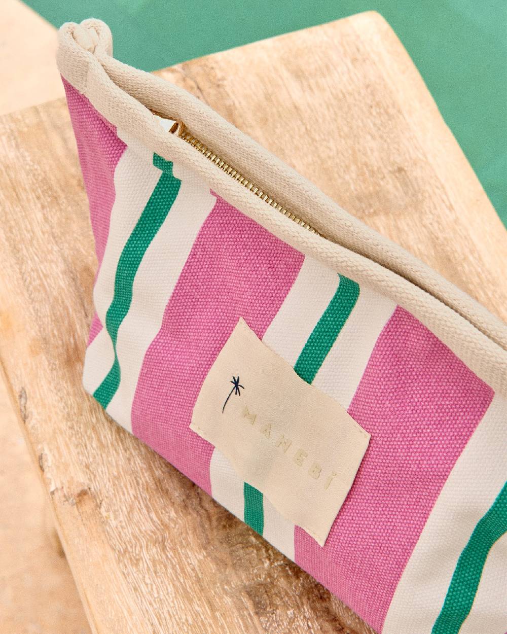 Manebí Canvas Tender2Tote - Portofino Pink And Green Stripes Sostegno trimestrale