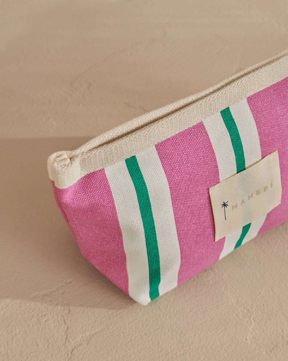 Manebí Canvas Tender2Tote - Portofino Pink And Green Stripes Sostegno trimestrale