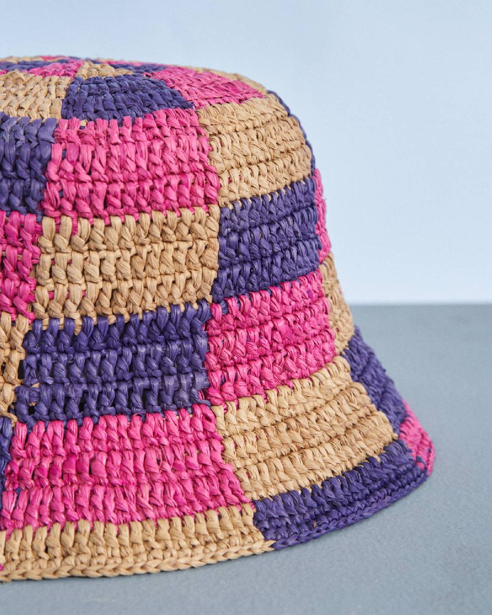 Manebí Raffia Bucket Hat - Embellished Bold Pink and Summer Purple Mix Discount Store per i nuovi prodotti