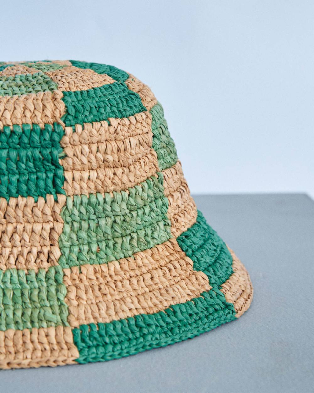 Manebí Raffia Bucket Hat - Embellished Vitamin and Pastel Green Mix Solo un giorno rimasto