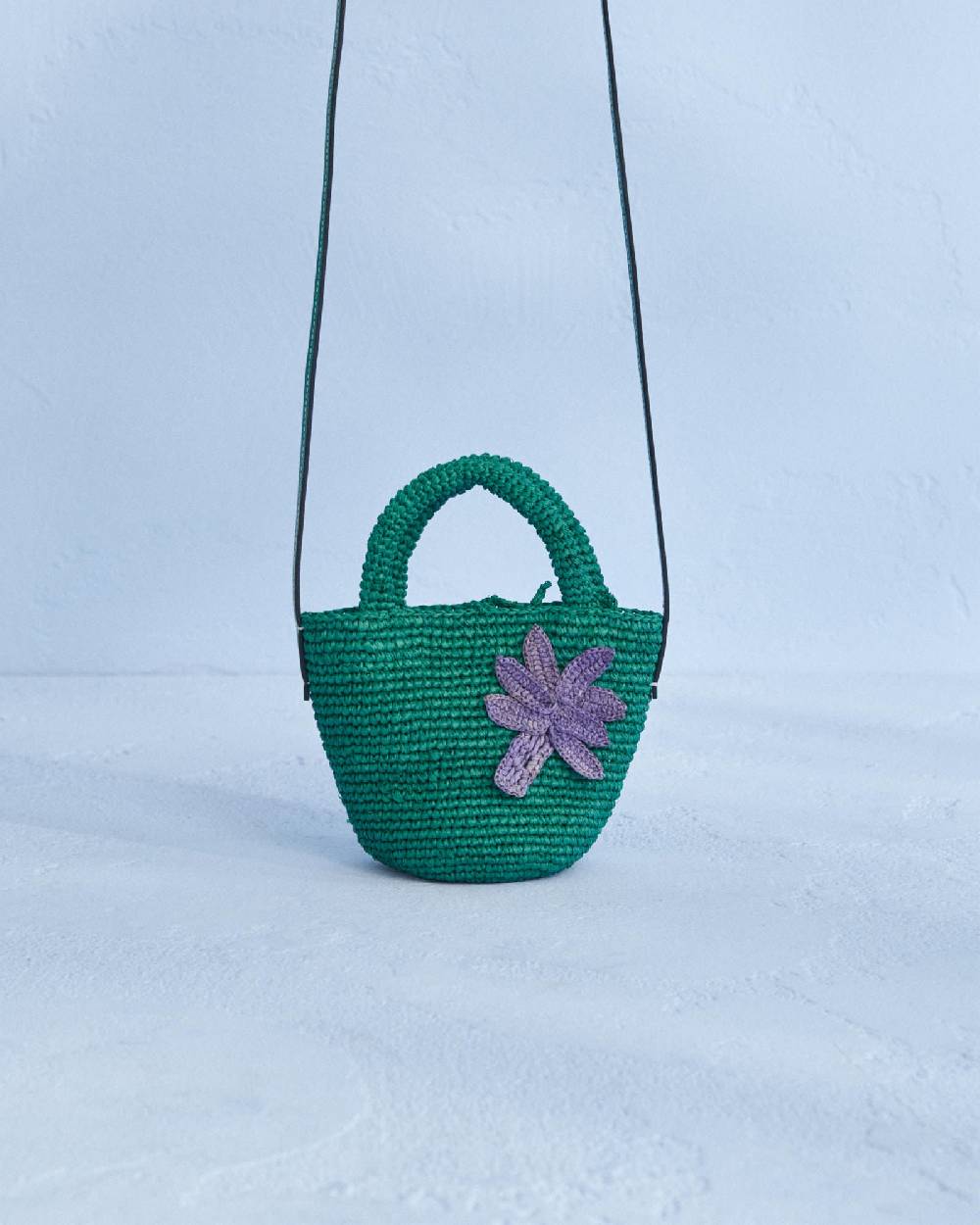 Manebí Raffia and Leather Summer Bag Mini - Cross-body Bag Vitamin Green with Palm 50% di sconto con spedizione gratuita
