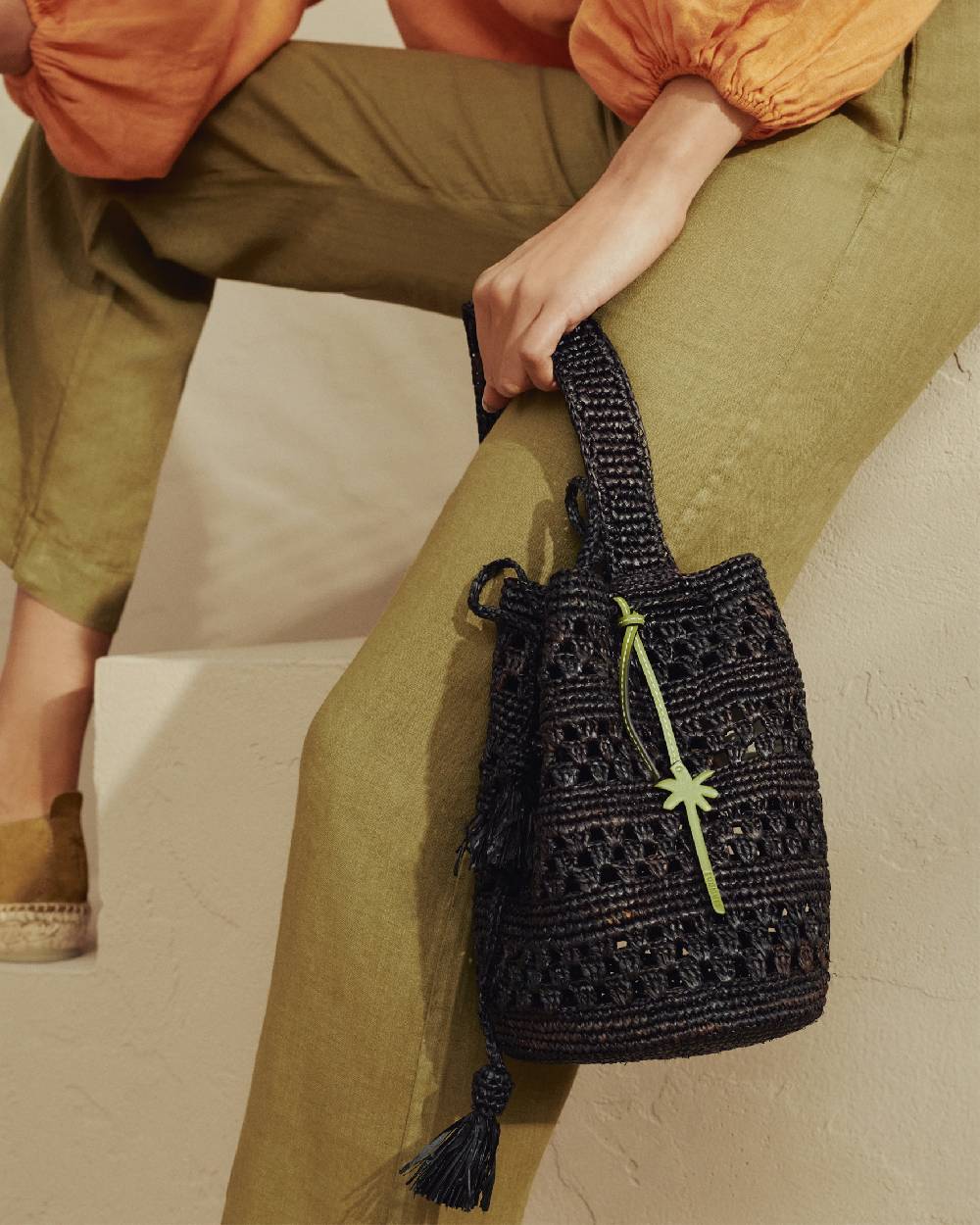 Manebí Weaving Raffia Beach Bucket - Palm Leather Tag Weaving 50% di sconto per tempo limitato