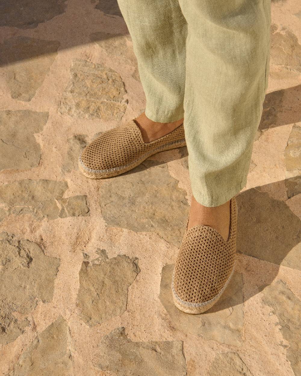 Manebí Woven Cotton Espadrilles - Cannes Beige Net Italia