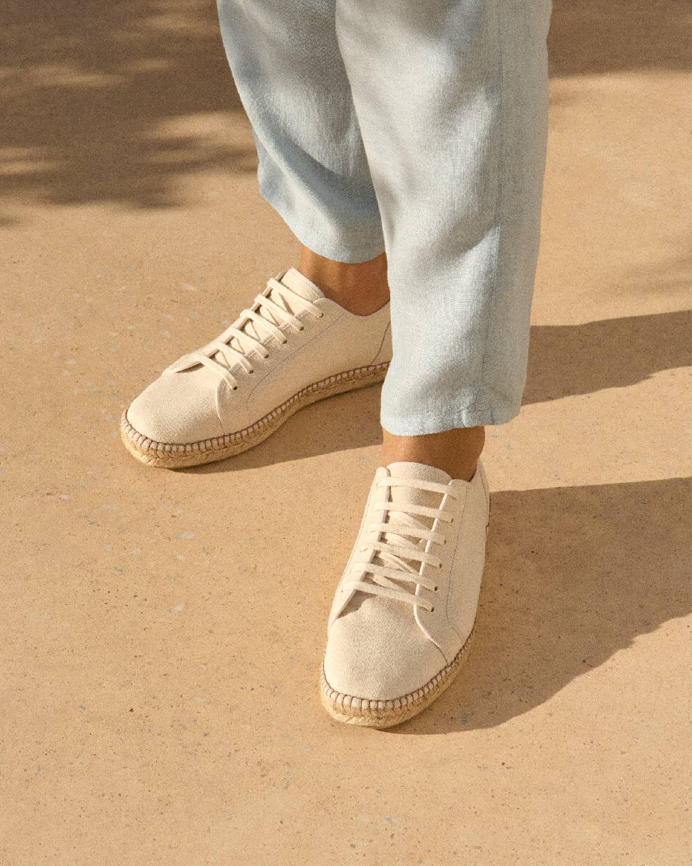 Manebí Cotton Canvas Lace-Up Espadrilles - Yucatán - Natural In Linea