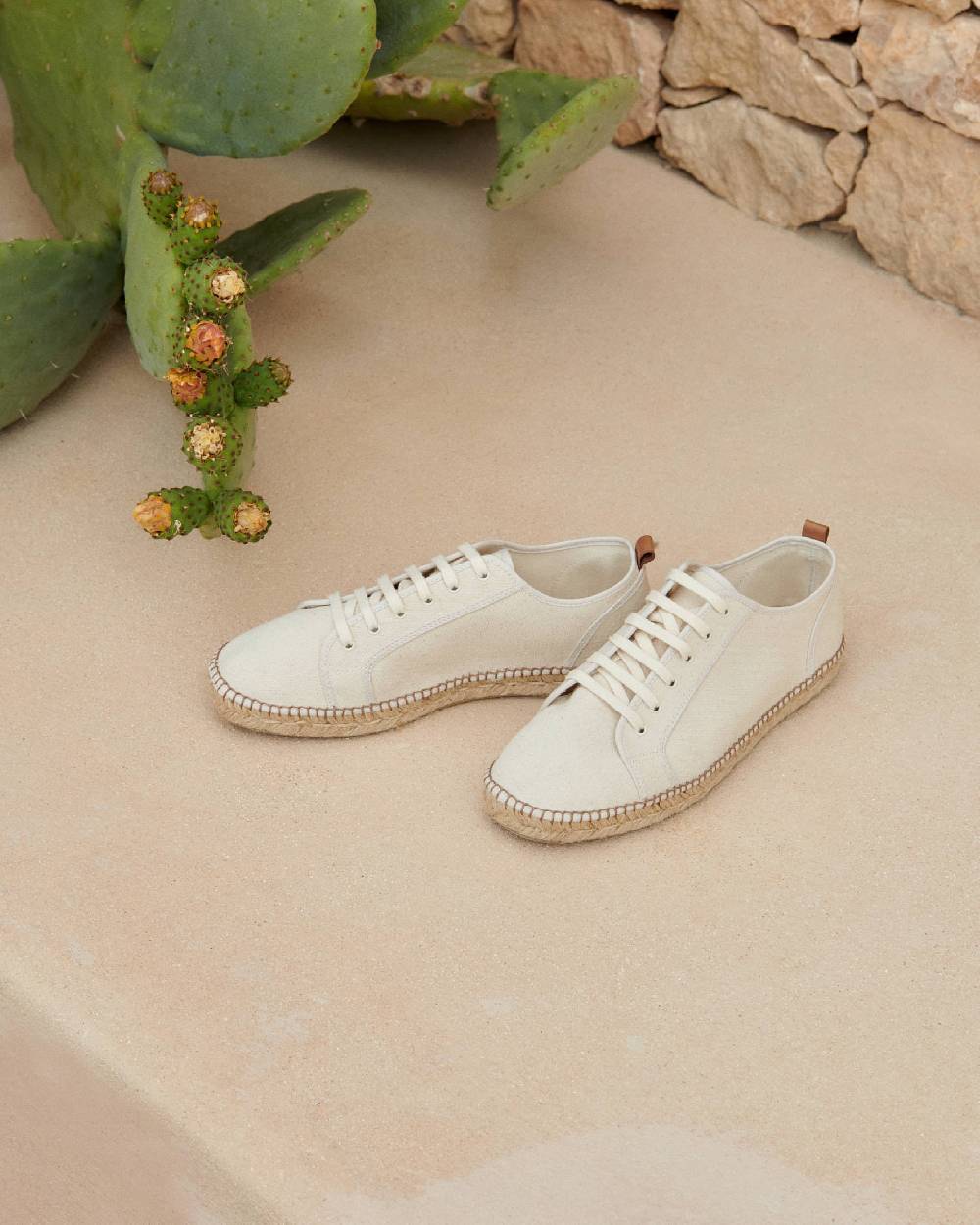 Manebí Cotton Canvas Lace-Up Espadrilles - Yucatán - Natural In Linea