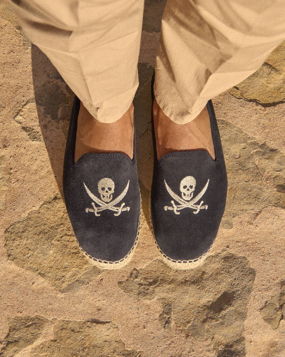 Manebí Suede Espadrilles - Palm Springs Patriot Blue + White Skull Pezzi Unici