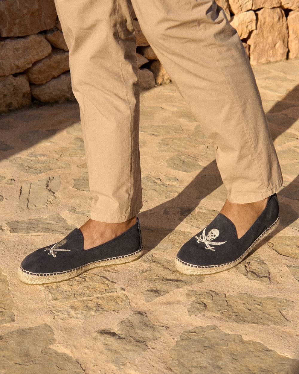 Manebí Suede Espadrilles - Palm Springs Patriot Blue + White Skull Pezzi Unici