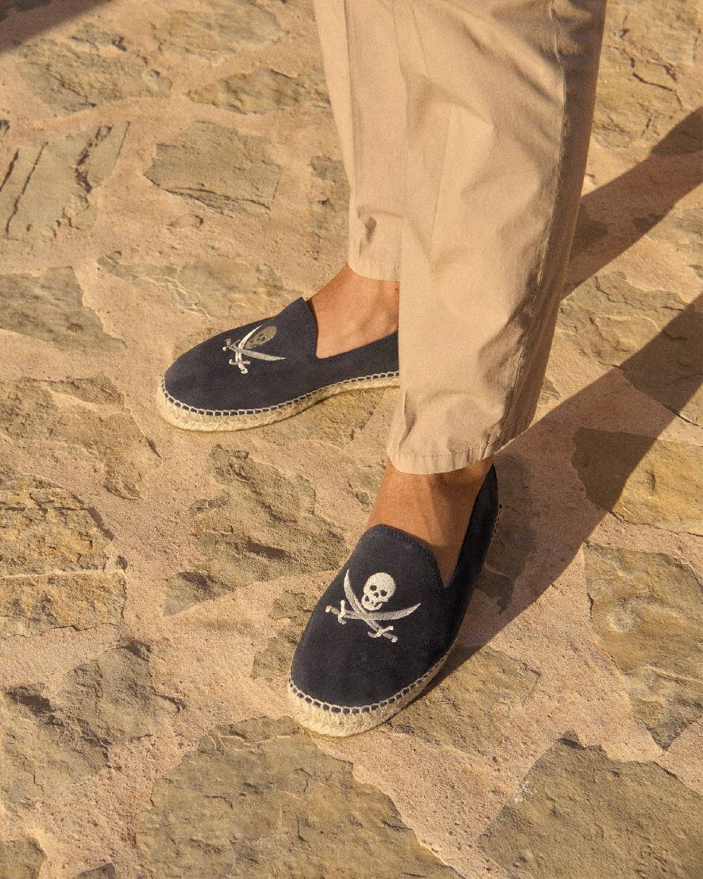 Manebí Suede Espadrilles - Palm Springs Patriot Blue + White Skull Pezzi Unici