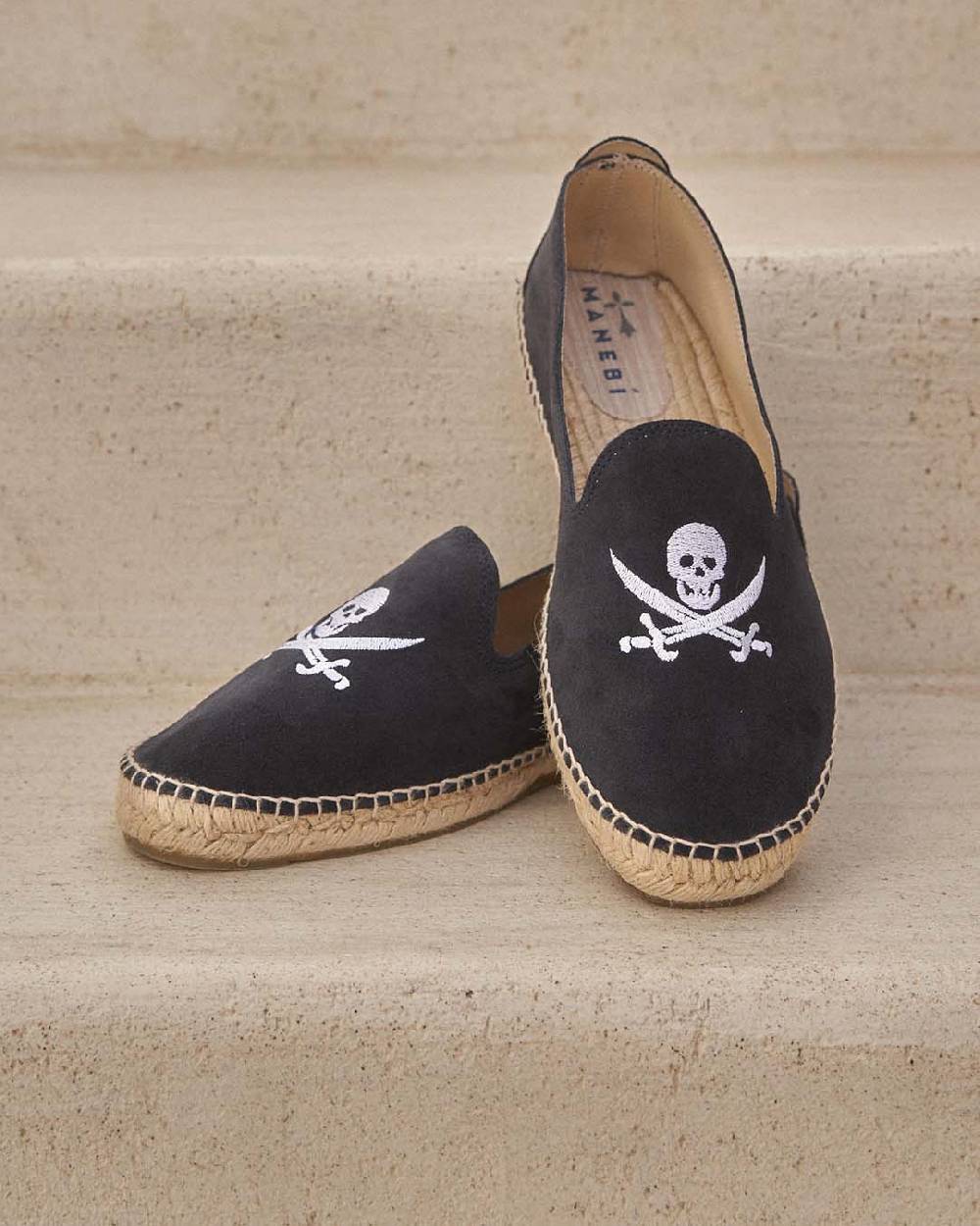 Manebí Suede Espadrilles - Palm Springs Patriot Blue + White Skull Pezzi Unici