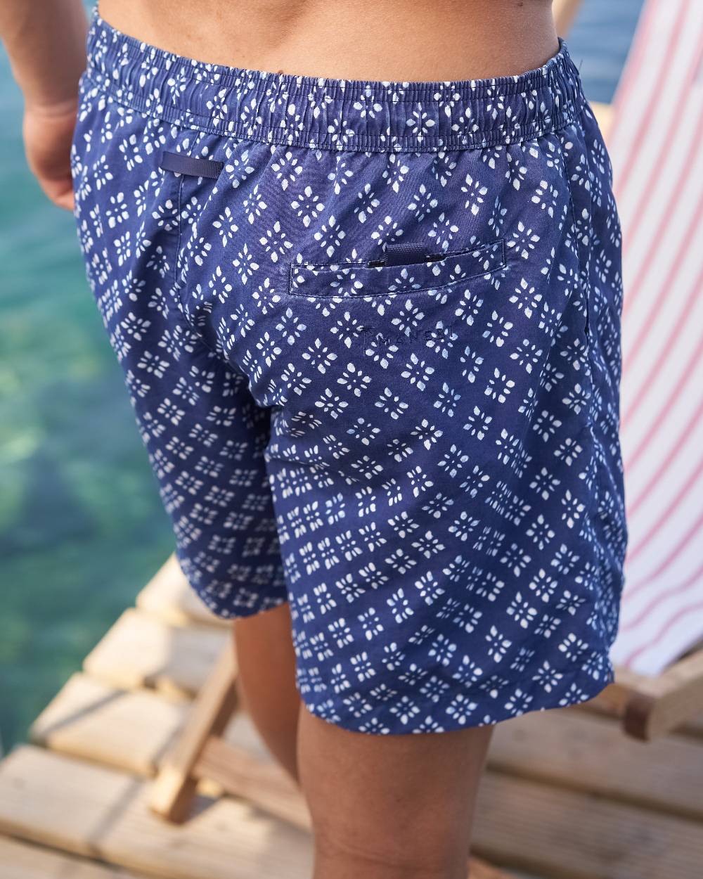 Manebí Printed Swim Shorts - Indigo Print Navy Majolica Sottocosto